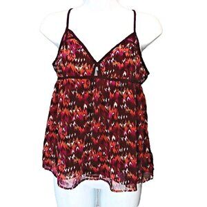 Y2K Forever 21 womens KEYHOLE PURPLE tank top shirt MEDIUM Geometric LIGHTWEIGHT